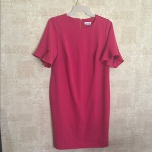 Calvin Klein Pink Flutter Sleeve Sheath Dress
